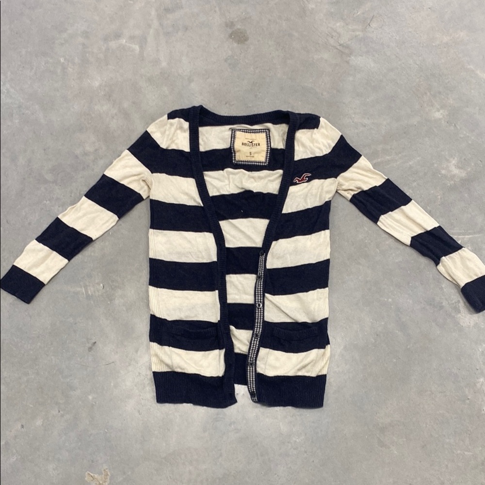 Holidter triped Navy and White Women's Sweater 3/4 sleeve